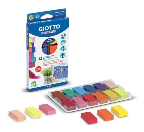 Cera Giotto en rectángulos decorativa x 12 colores