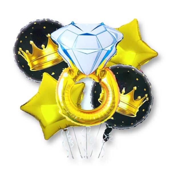 Globos metalizados x 5 con anillo celeste I. 2129