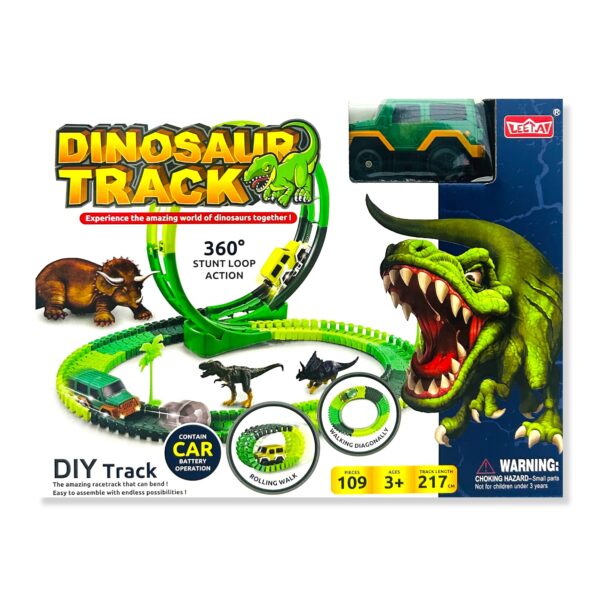 Pista de autos con dinosaurios 360