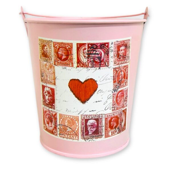 Balde metal corazón