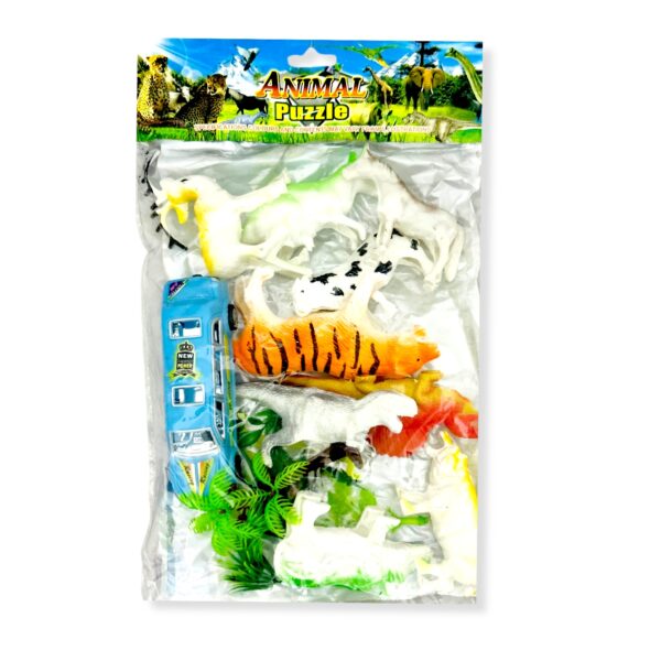 Set de animales safari con vehículo