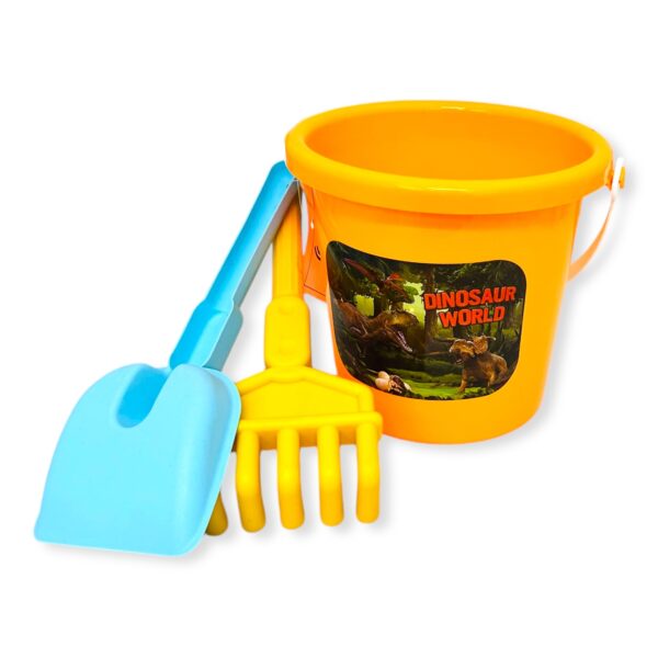 Balde de playa dino con accesorios – Amarillo