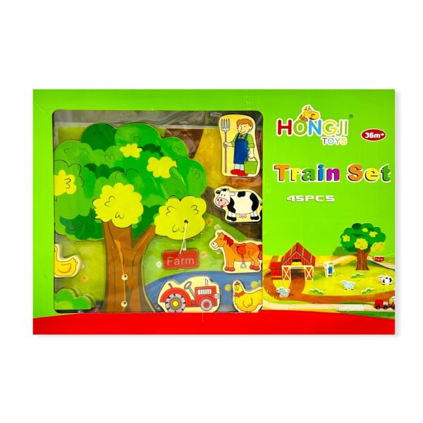 Granja de madera con tren 45 piezas