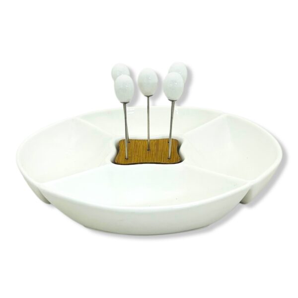 Copetinero De ceramica blanco + pinchos I.393
