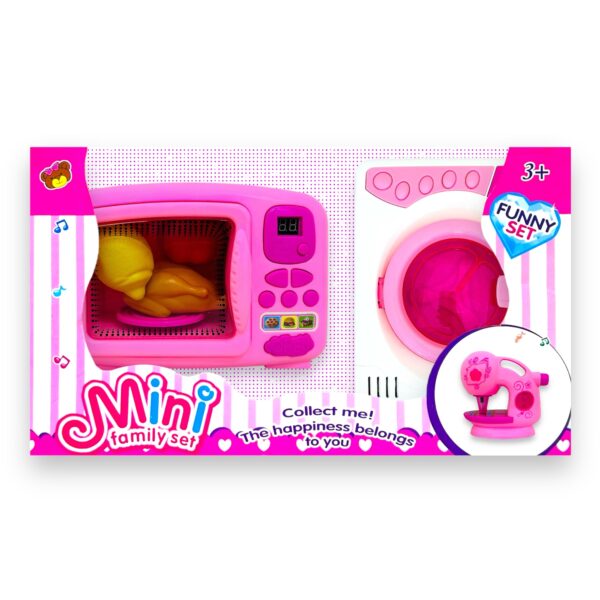 Set microondas y lavarropas con sonido y luces