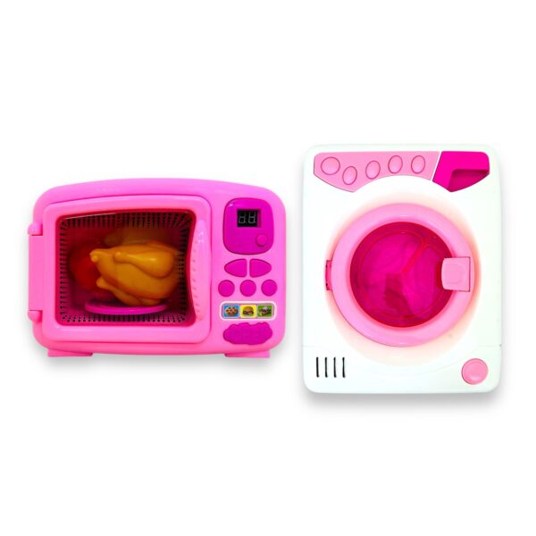 Set microondas y lavarropas con sonido y luces
