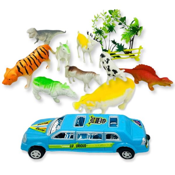 Set de animales safari con vehículo