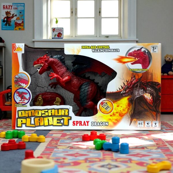 Dragón gigante lanza fuego con luces, sonido y movimiento