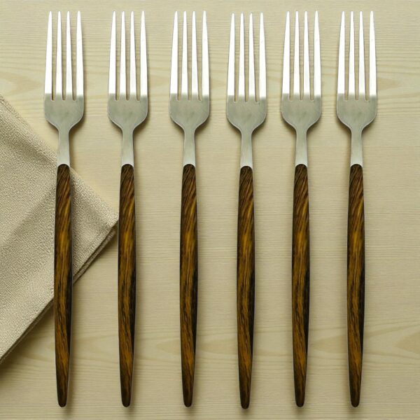 Juego de 6 tenedores mango de madera