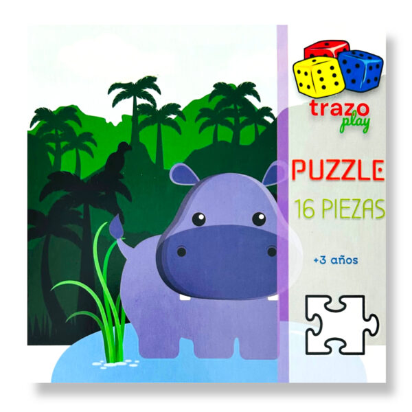 Puzzle TRAZO kids 16 piezas – Hipopótamo