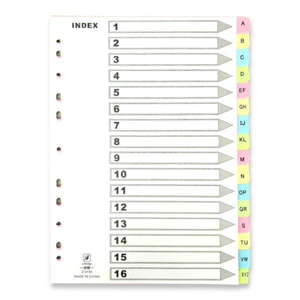 Índice alfabético de Papel Z-0155