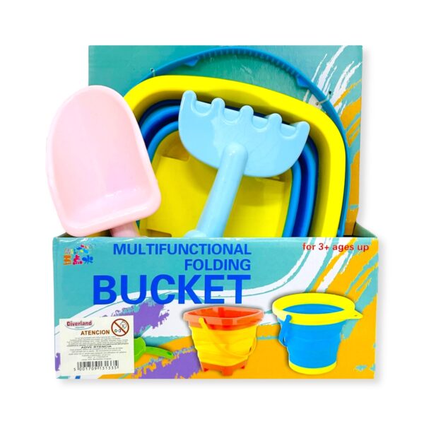 Balde de playa de silicona plegable con accesorios