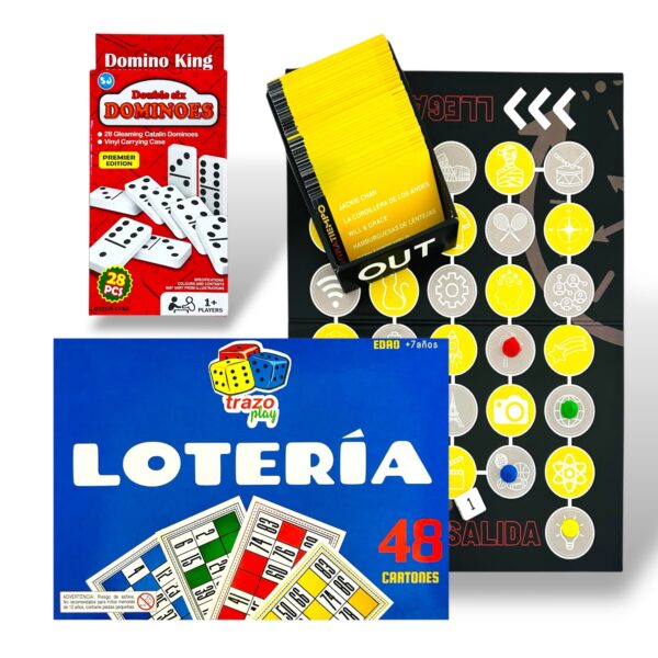 Pack x 3 juegos Dominó+Contratiempo+Lotería