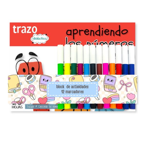 Kit escolar libro de actividades y marcadores gruesos