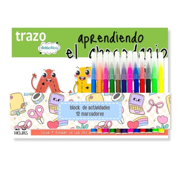 Kit escolar libro de actividades y marcadores finos