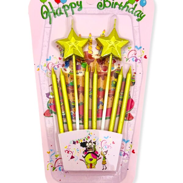 Velitas en set estrella doradas y plateadas