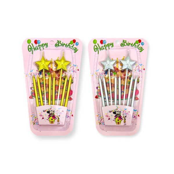 Velitas en set estrella doradas y plateadas