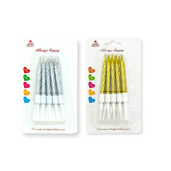 Velitas doradas y plateadas x 10