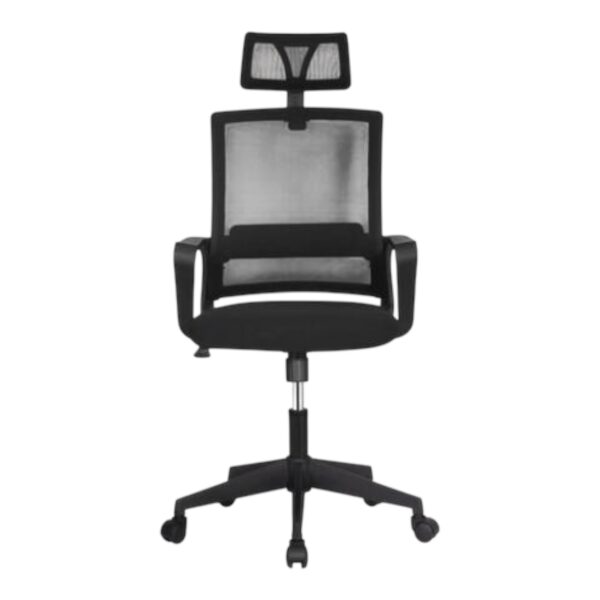 Silla ejecutiva Mesh con apoya cabeza y base cromada