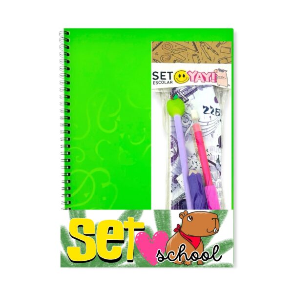Set escolar con cuaderno – Verde