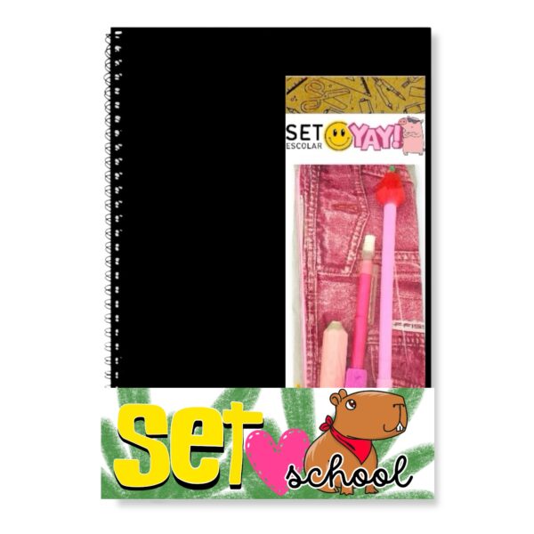Set escolar con cuaderno – Negro
