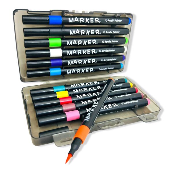Marcador acrílico punta pincel x 12