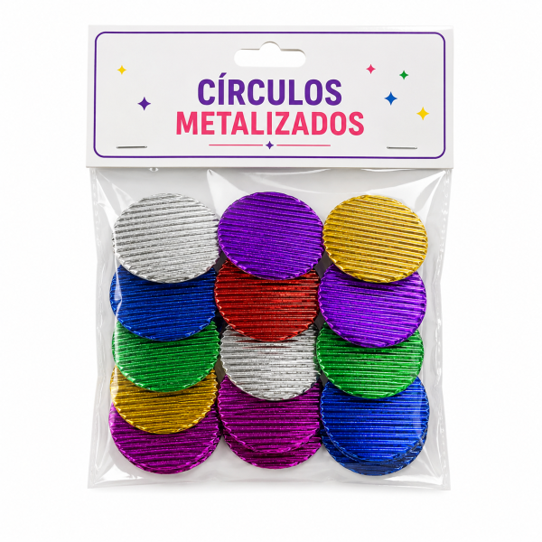 Formas de cartón corrugado metalizado circulos