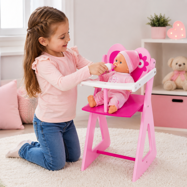 Silla de bebé para muñecas de madera