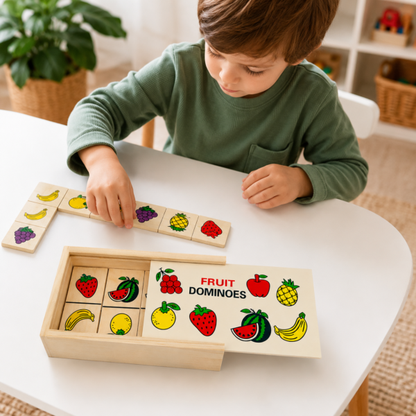 Dominó de madera frutas grande
