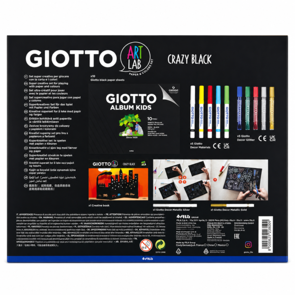Set creativo Giotto Art Lab Crazy Black – 23 piezas