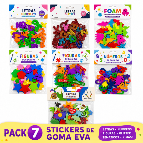 Pack 280 stickers adhesivos de goma Eva