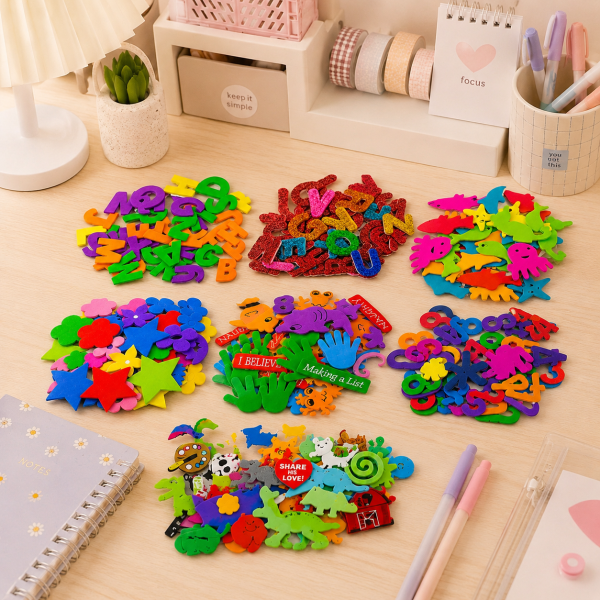 Pack 280 stickers adhesivos de goma Eva