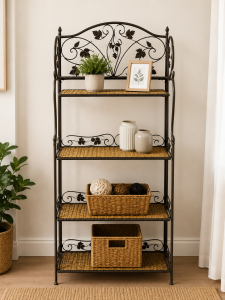 Estantería plegable hierro y rattan