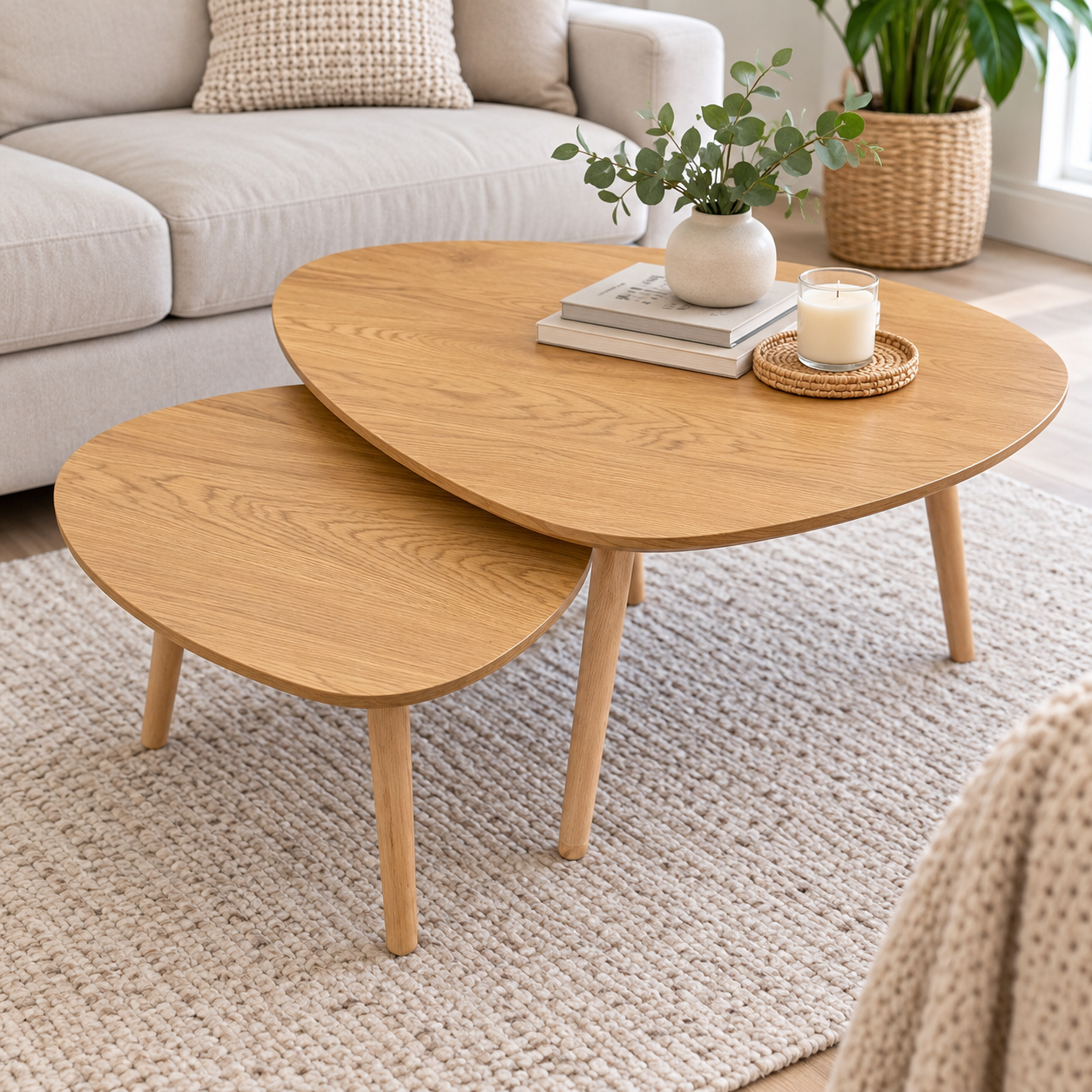 ## Set de 2 Mesas Ratona Nido – Diseño Moderno en Madera - Imagen 1