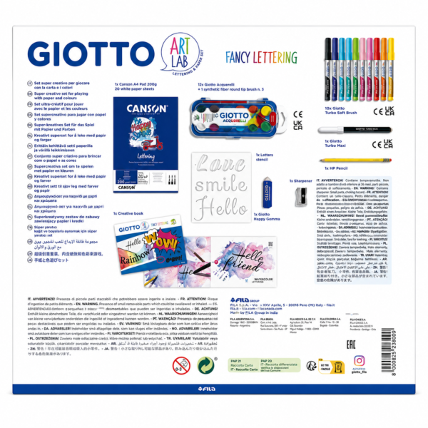 Set Artístico Giotto Art Lab Fancy Lettering – 45 piezas