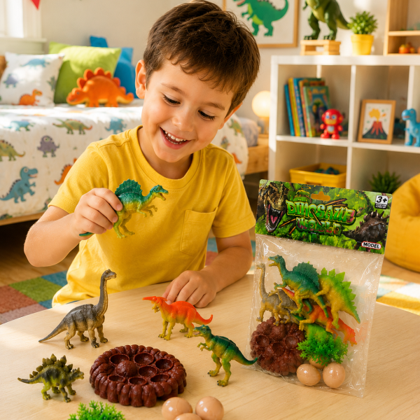 Dinosaurios con nido y huevos