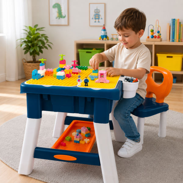 Mesa Infantil de Actividades con Bloques de Encastre y Silla