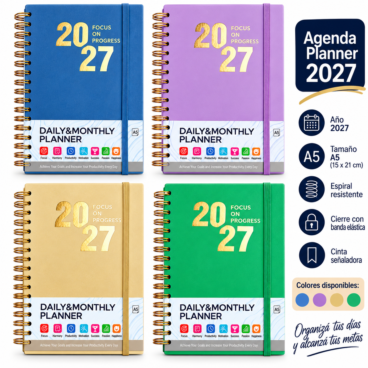 Agenda 2027 A5 lisa gold - Imagen 1