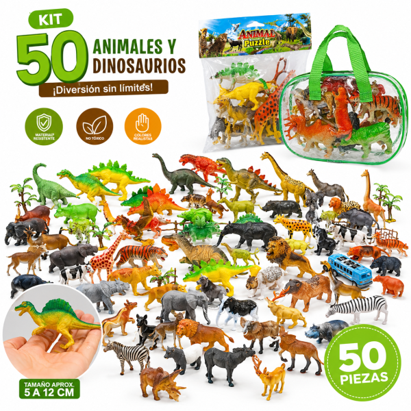 Kit 50 animales y dinosaurios