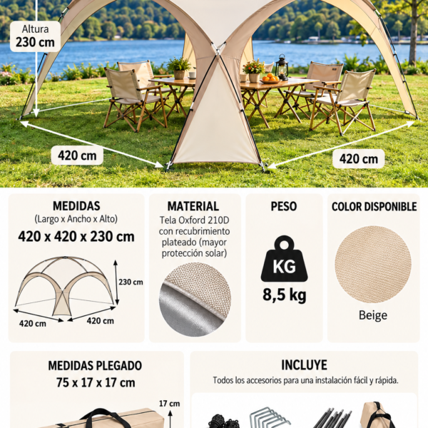 Carpa Gazebo 4.20 x 4.20 eventos jardín