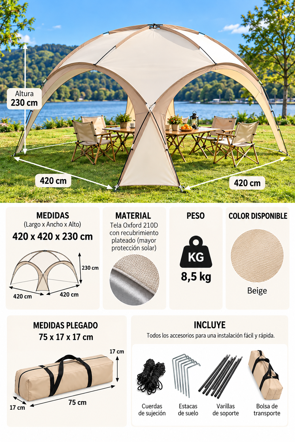 Carpa Gazebo 4.20 x 4.20 eventos jardín - Imagen 2