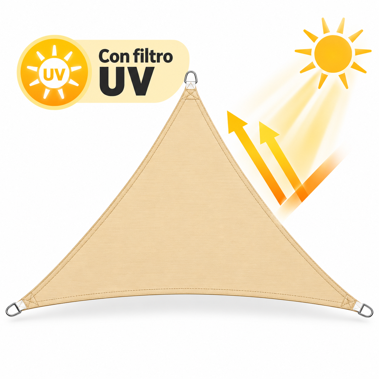 Toldo vela triángulo beige 3x3x3 - Imagen 3