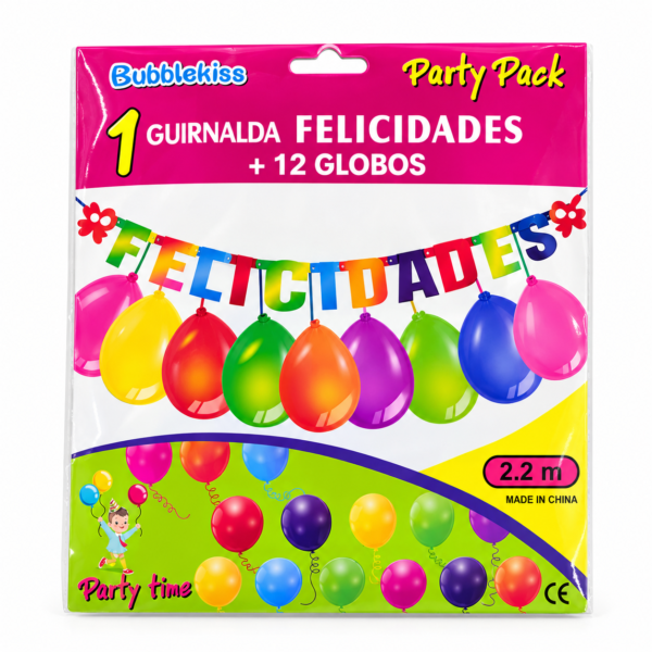 Set de Guirnalda Felicidades + 12 Globos